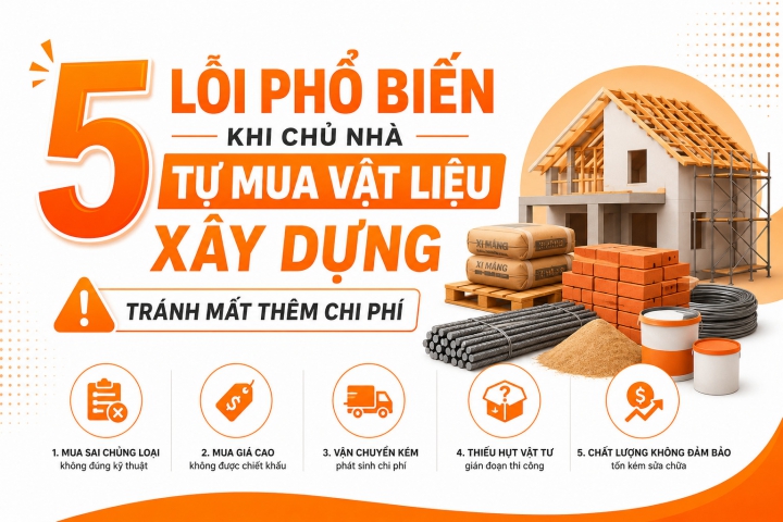 5 lỗi phổ biến khi chủ nhà tự mua vật liệu xây dựng - tránh mất thêm chi phí