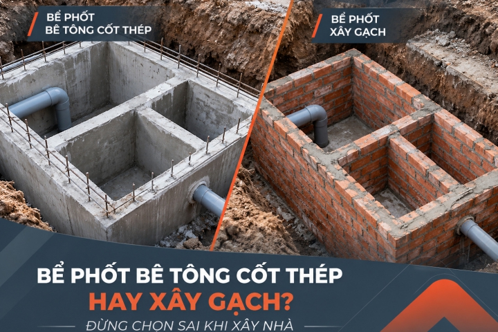 Bể Phốt Bê Tông Cốt Thép Hay Xây Gạch? Đừng Chọn Sai Khi Xây Nhà