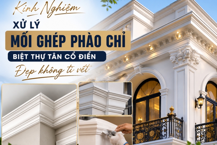 Cách Xử Lý Mối Ghép Phào Chỉ Biệt Thự Tân Cổ Điển Đẹp