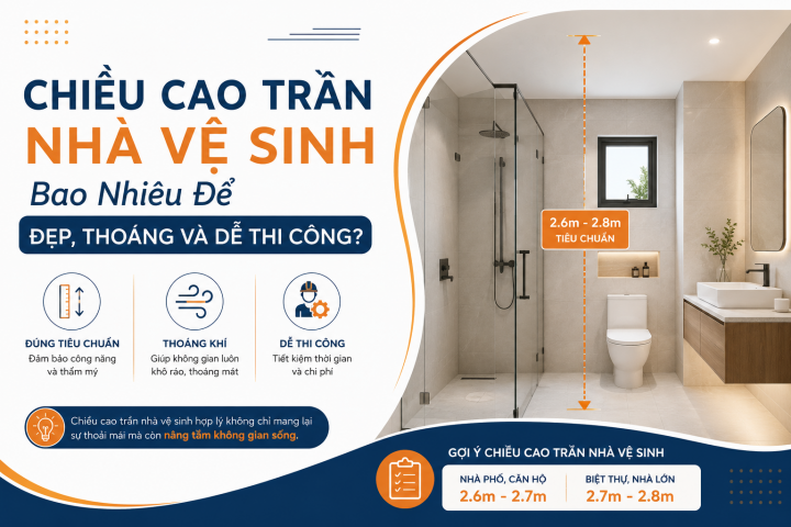 Chiều Cao Trần Nhà Vệ Sinh Bao Nhiêu Để Đẹp, Thoáng Và Dễ Thi Công?