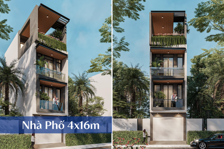 Mẫu Nhà Phố 4x16m Hiện Đại Chấm Phá Phong Cách Industrial Đẹp Ấn Tượng