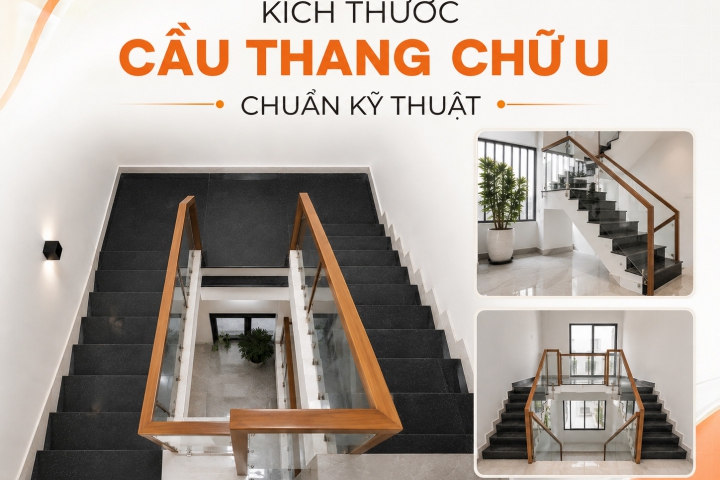 Kích thước cầu thang chữ U chuẩn kỹ thuật và những lưu ý khi thiết kế