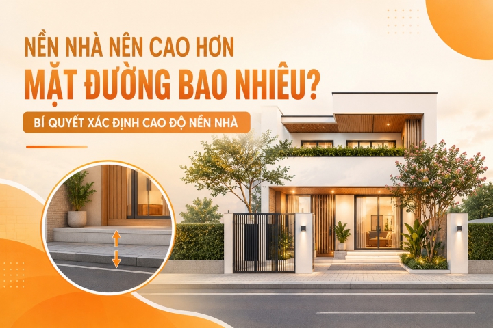 Nền nhà nên cao hơn mặt đường bao nhiêu? Bí quyết xác định cao độ nền nhà